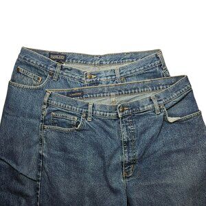 Lot of 2 Lands End Straight Leg Jeans Mens Size 34x24 Medium Blue Cotton Denim
